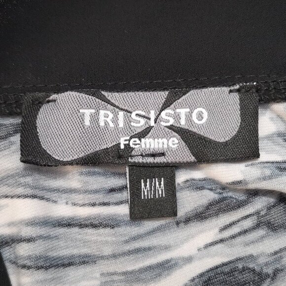Trisisto Femme Ladies Size Medium Grey & Black Pattern Made in Canada Blouse - Picture 3 of 9